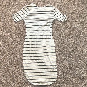 Striped, short-sleeve maxi dress
